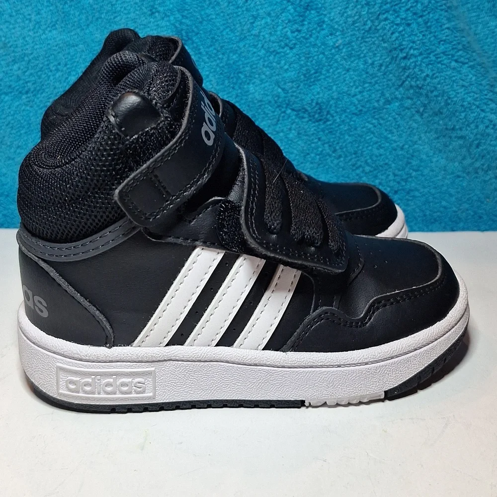 Like New Toddler Adidas Hoops Mid 2.0 Sneakers Toddler Shoes Size 7.5 Black - Picture 8 of 10